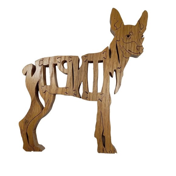 Miniature Pinscher - Min Pin - Dog Wooden Scroll Jigsaw Puzzle Figurine Art Wood - Picture 2 of 5